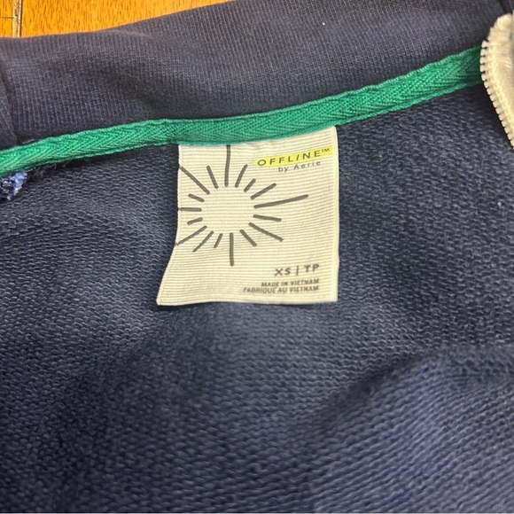 Offline by Aerie Half Zip Hoodie, Size XS, Retro Blue and White Sweatshirt - Picture 7 of 9